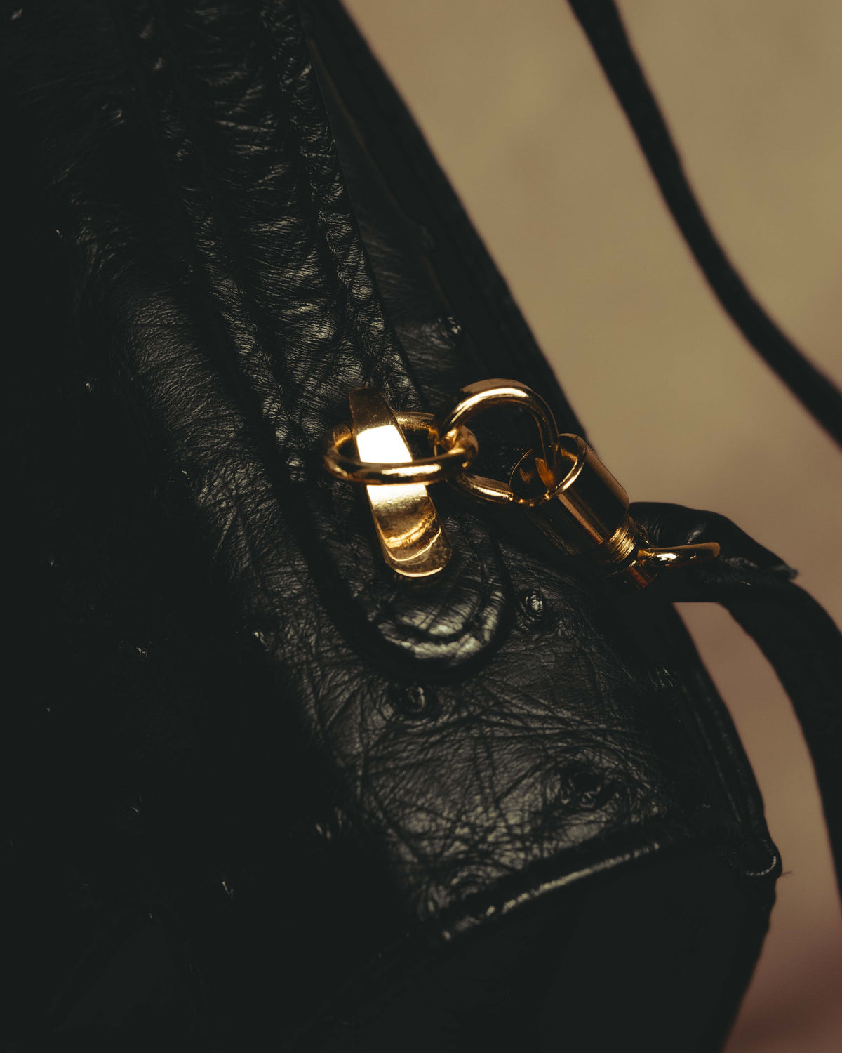 -SPECIAL- "Balenciaga" 90's-00's Ostrich leather structured top handle bag
