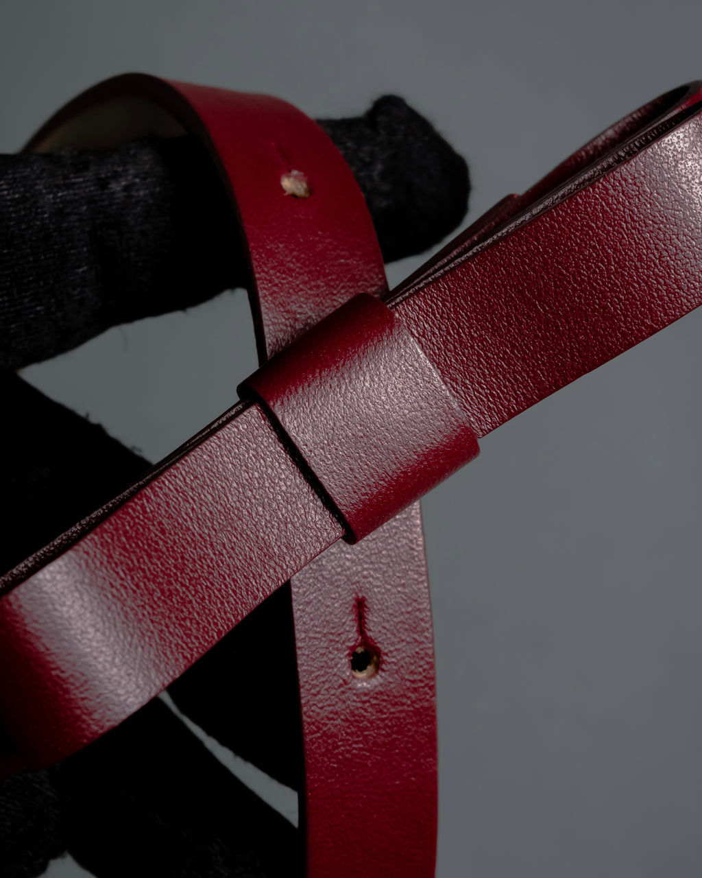 "RED VALENTINO" Bow motif Rosso color leather narrow belt