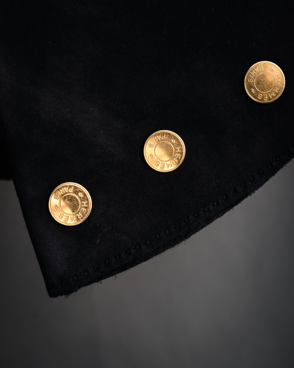“HERMES” 90’s-00’s Gauntlet serier button suede gloves