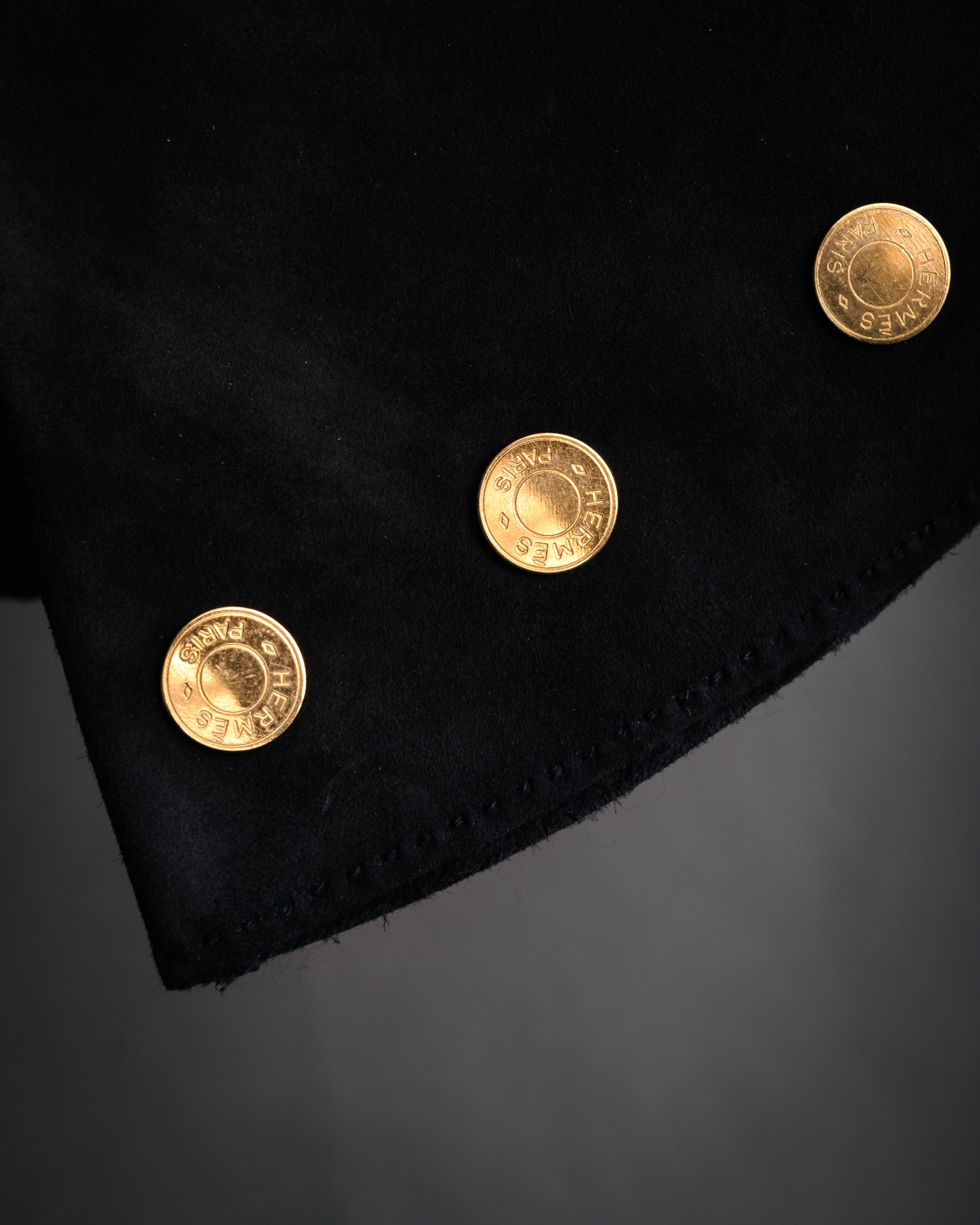 “HERMES” 90’s-00’s Gauntlet serier button suede gloves