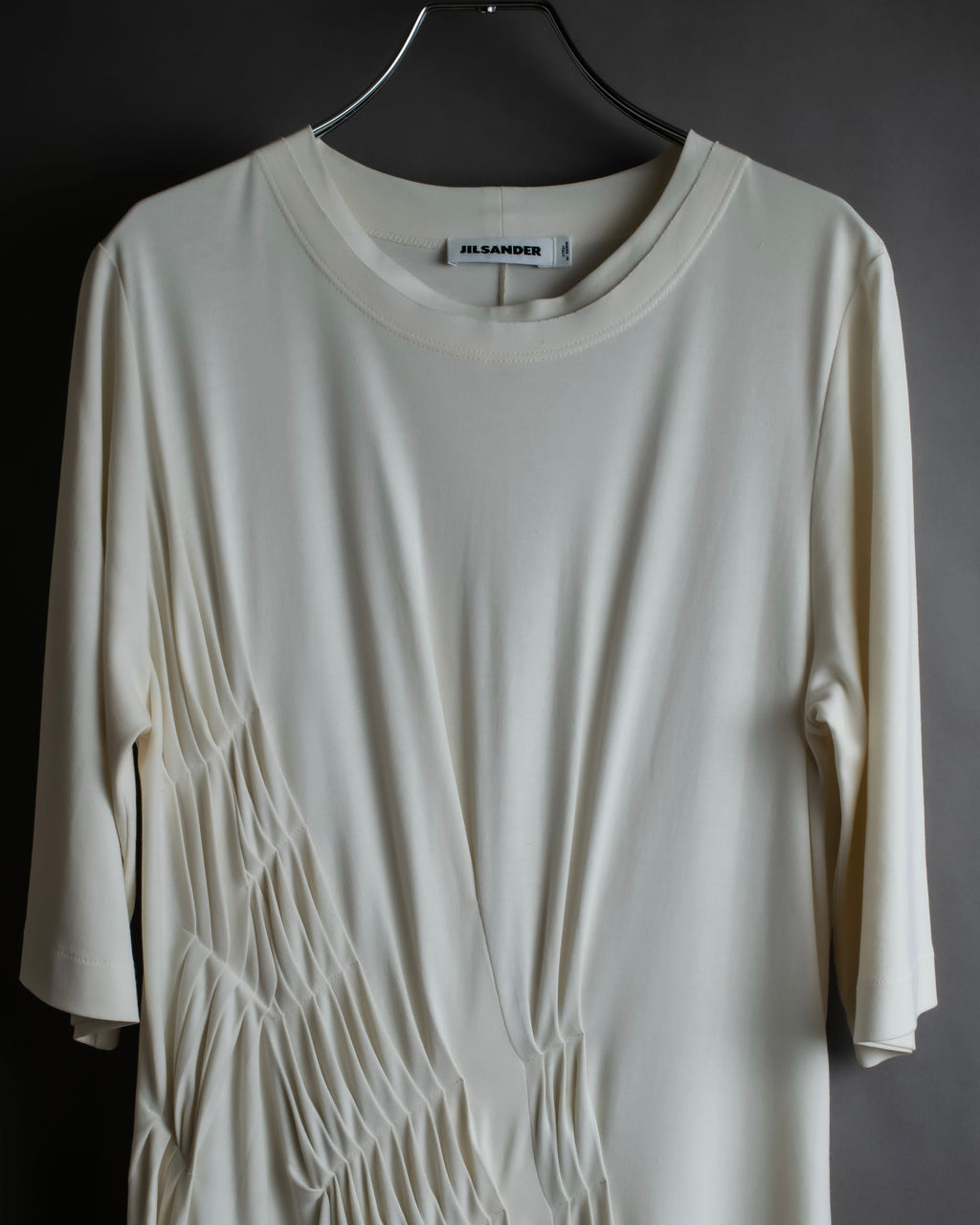 "JIL SANDER" Asymmetrical tuck gather detail long dress