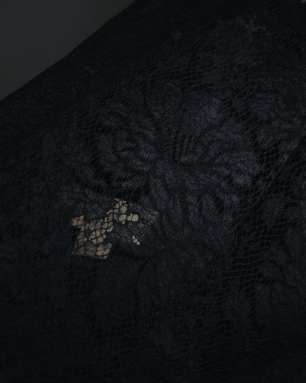 "VALENTINO MISS V" Late 80s botanical lace polo shirt