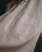 "Hermès" 80's-early 90's Pale pink herringbone cotton dress shirt