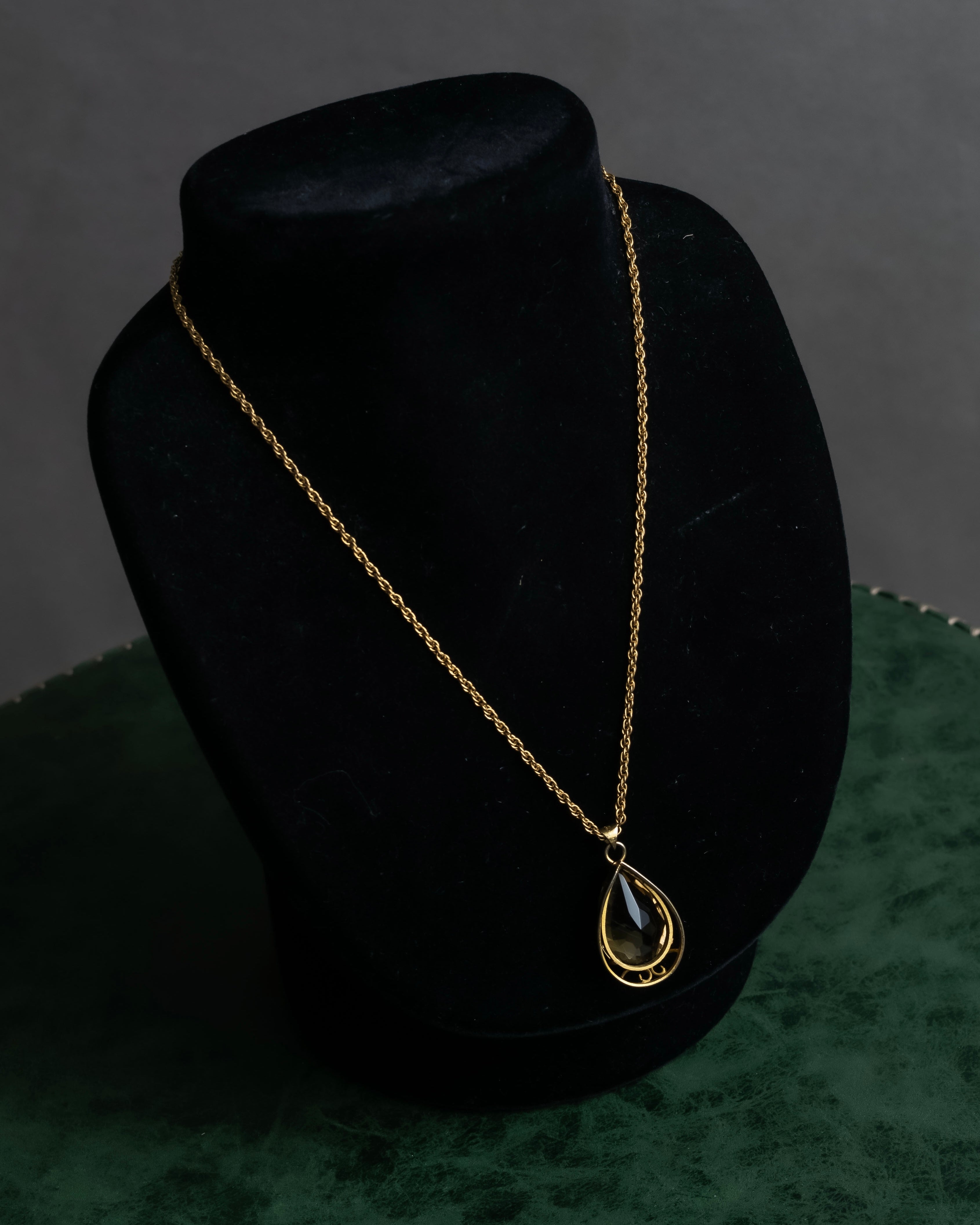 "VALENTINO" Smoky quartz teardrop design necklace