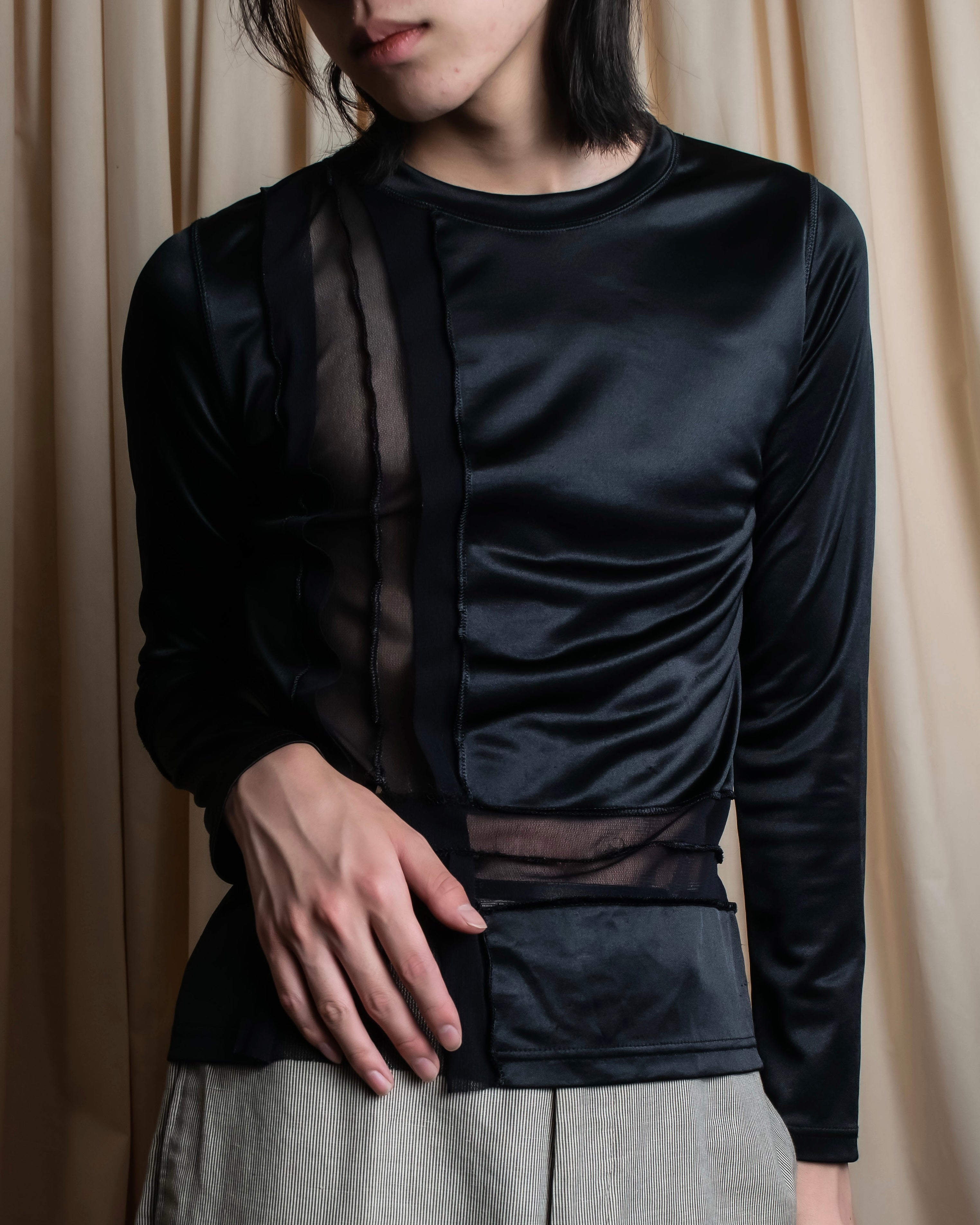 "JEAN PAUL GAULTIER FEMME" Sheer mixed material design pullover