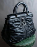"Christian Dior" Karenina gathered design leather handbag