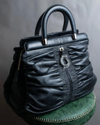 "Christian Dior" Karenina gathered design leather handbag
