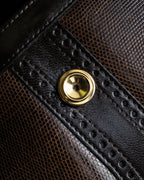 "YVES SAINT LAURENT" Brogue decorative design lizard embossed leather shoulder bag