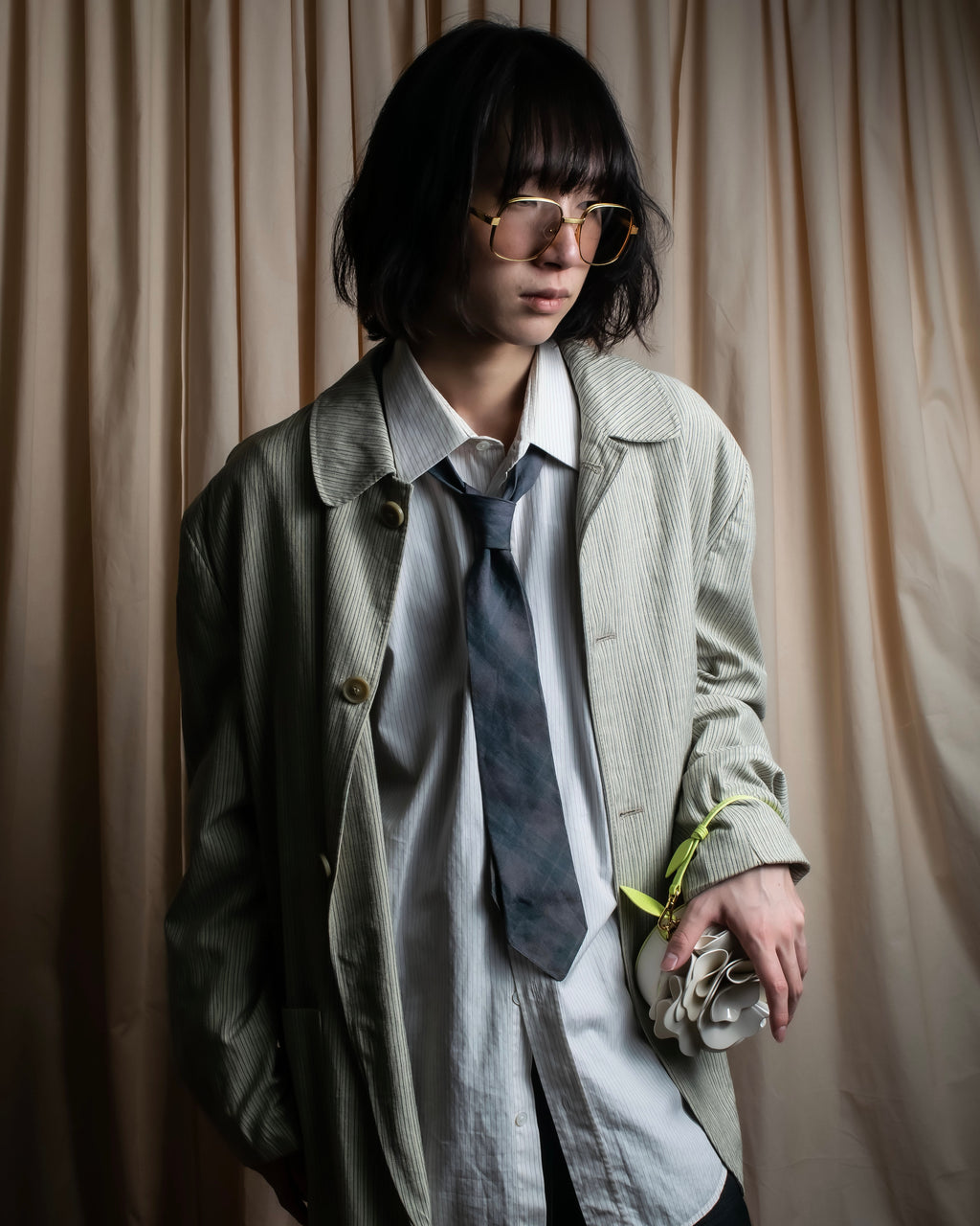 "COMME des GARCONS HOMME" Argyle check sheer necktie