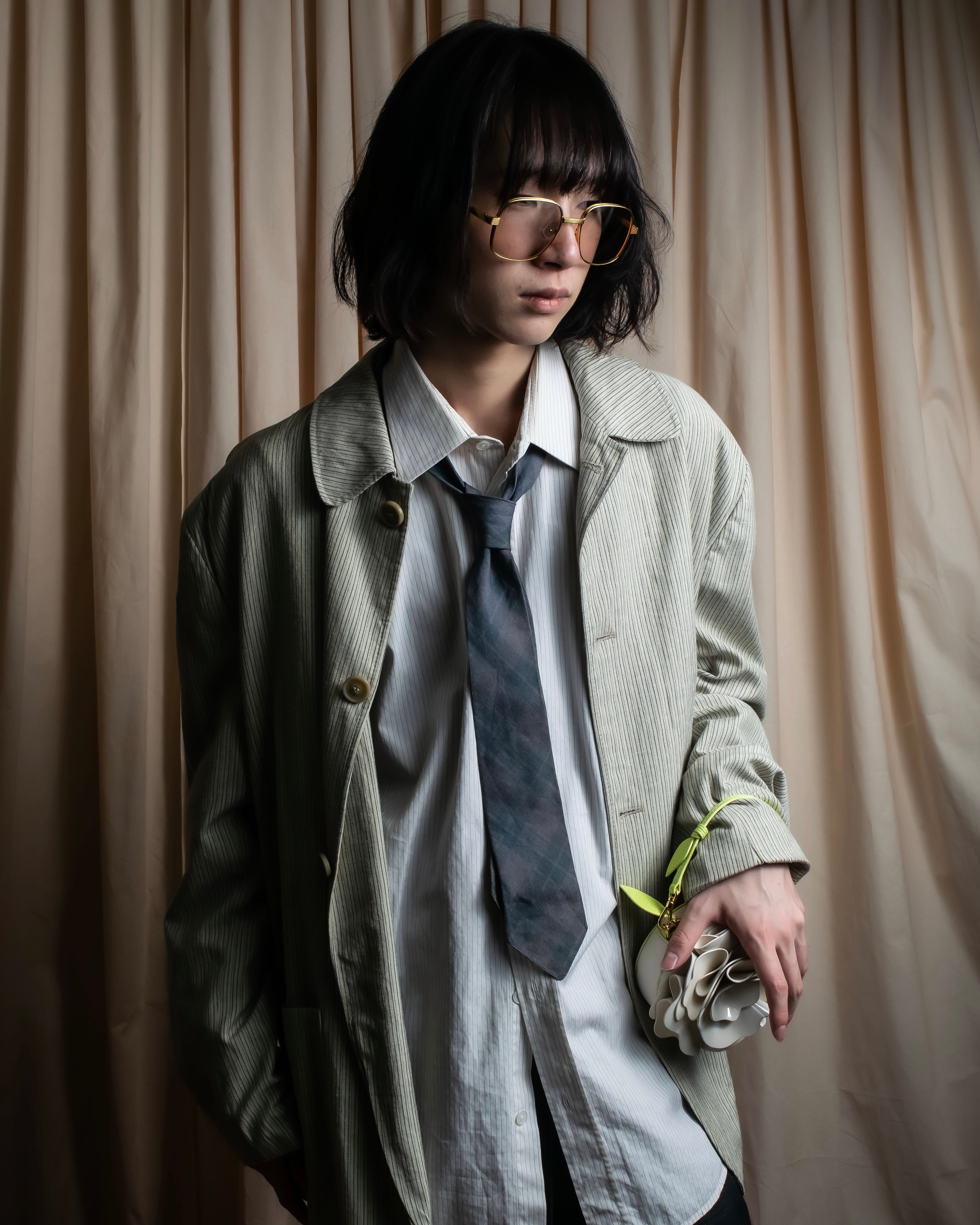 "COMME des GARCONS HOMME" Argyle check sheer necktie