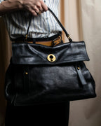 "YVES SAINT LAURENT" Muse to gold metal parts one-handle leather bag