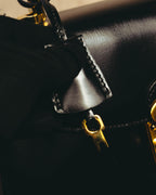 "LORENZO de MEDICI" 80's-00's Structured leather top handle handbag