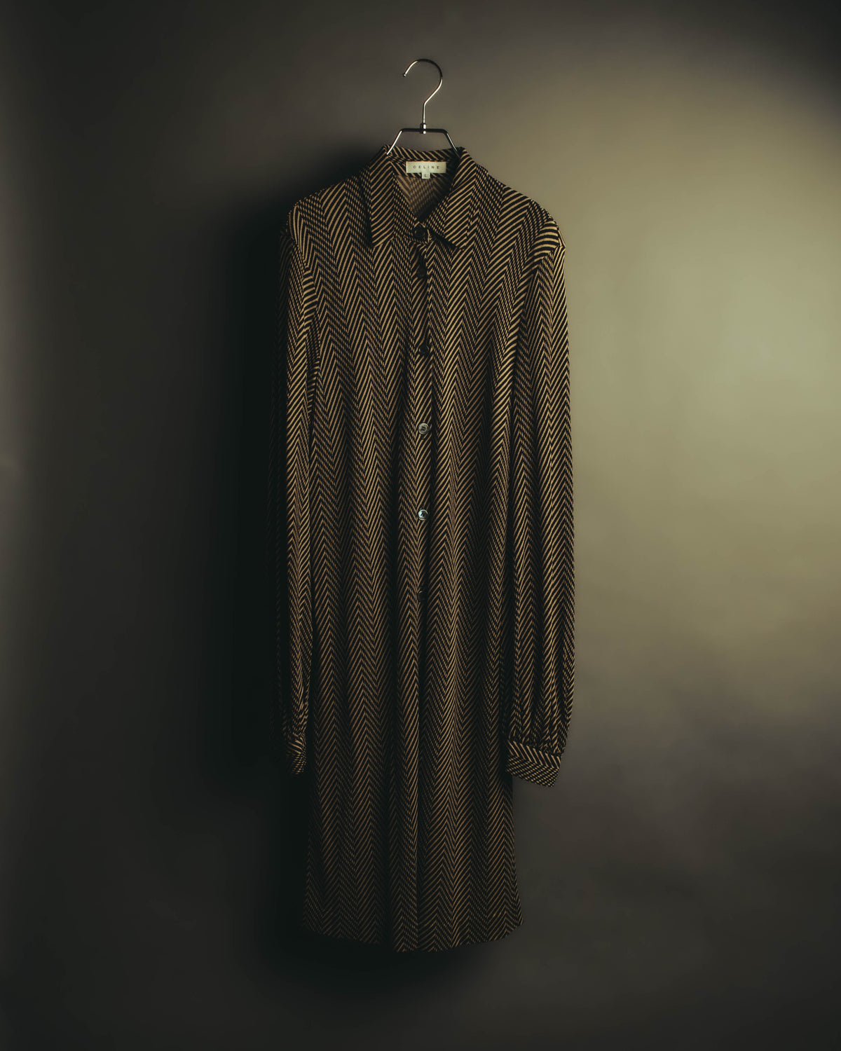 “CELINE” 90’s-00’s Chevron patterned long shirt dress