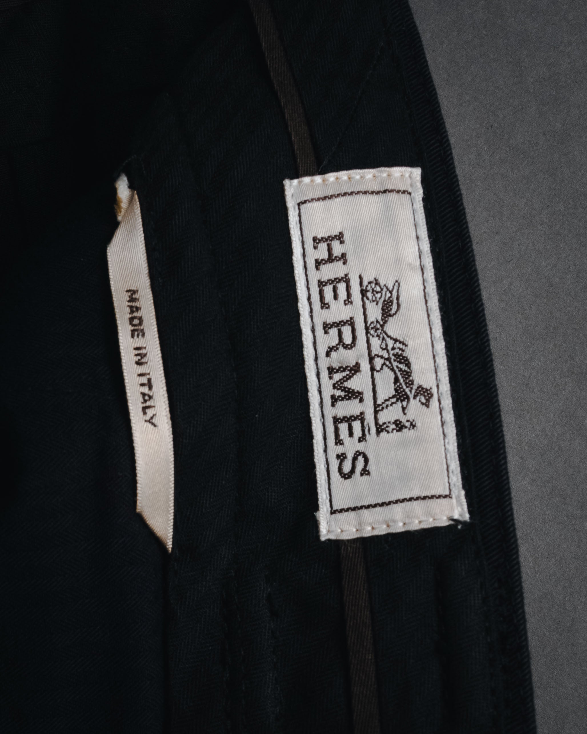 "HERMES" 00’s high density cotton twill lamb leather accents pants
