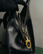 "Salvatore Ferragamo" 90's-00's Vintage iconic gancini pebbled leather dome top handle bag