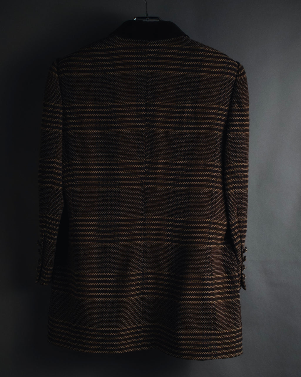 "CELINE" Late 80s–Early 90s velvet-collar woven jacket