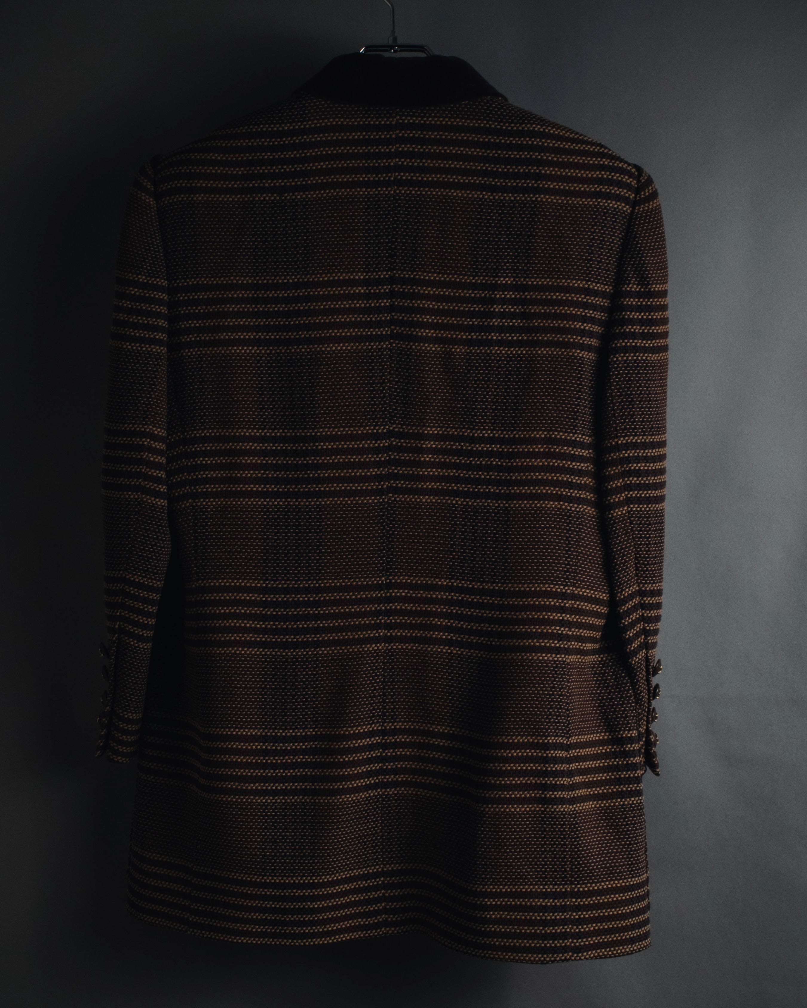 "CELINE" Late 80s–Early 90s velvet-collar woven jacket