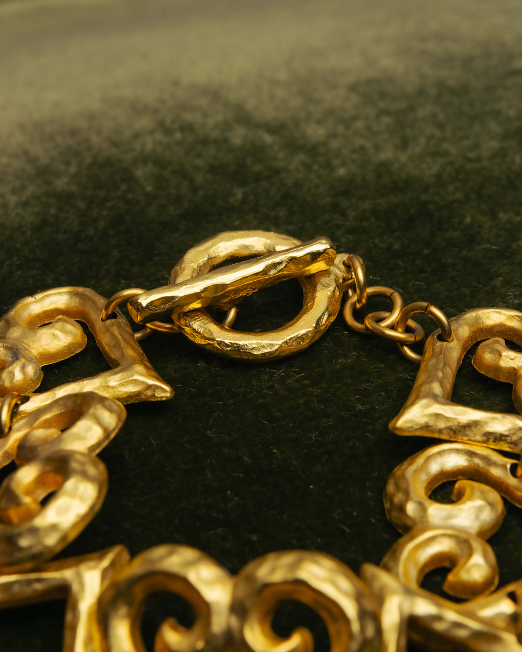 -SPECIAL- “Yves Saint Laurent” 80’s-90’s Hammered gold heart motif bracelet