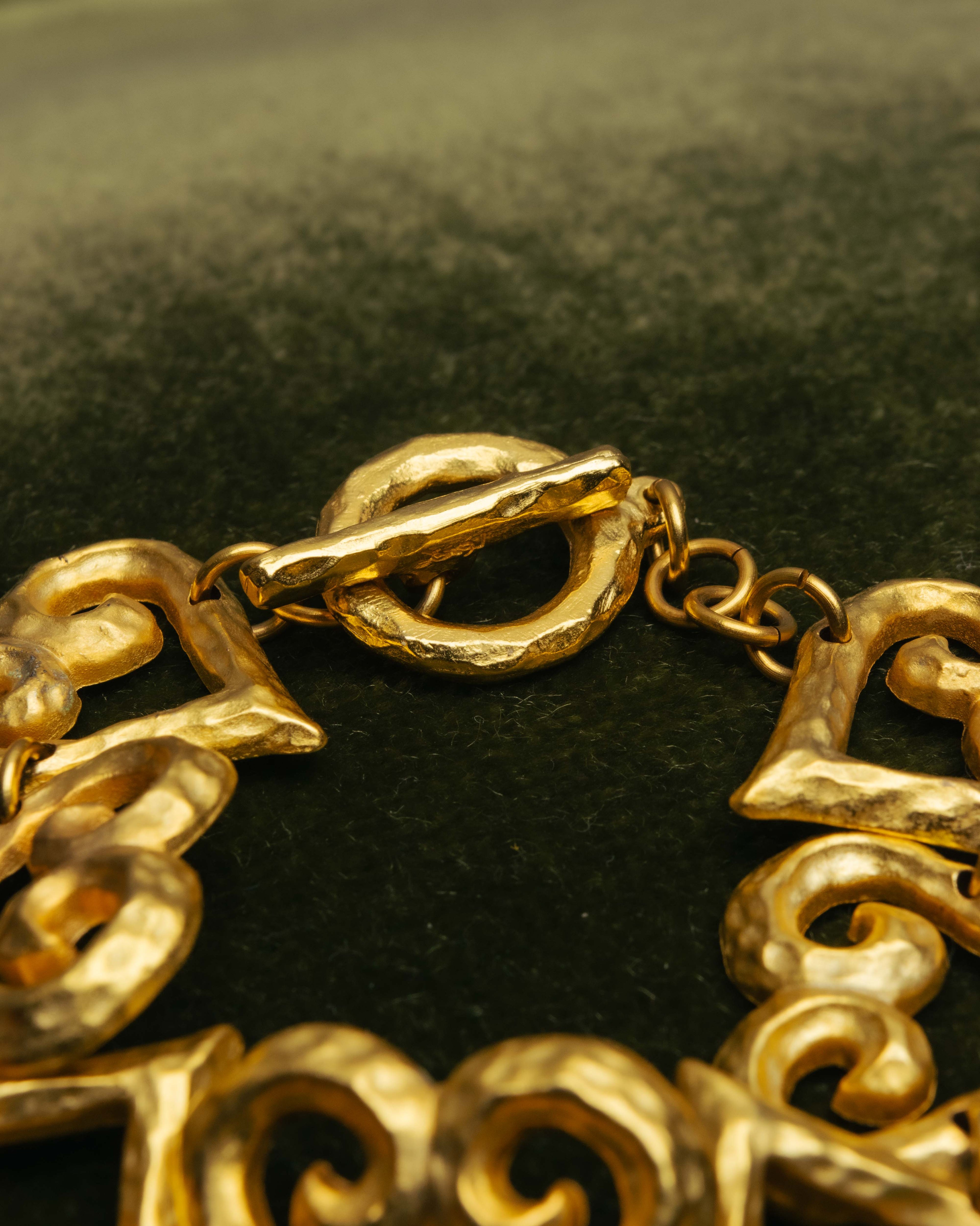 -SPECIAL- “Yves Saint Laurent” 80’s-90’s Hammered gold heart motif bracelet