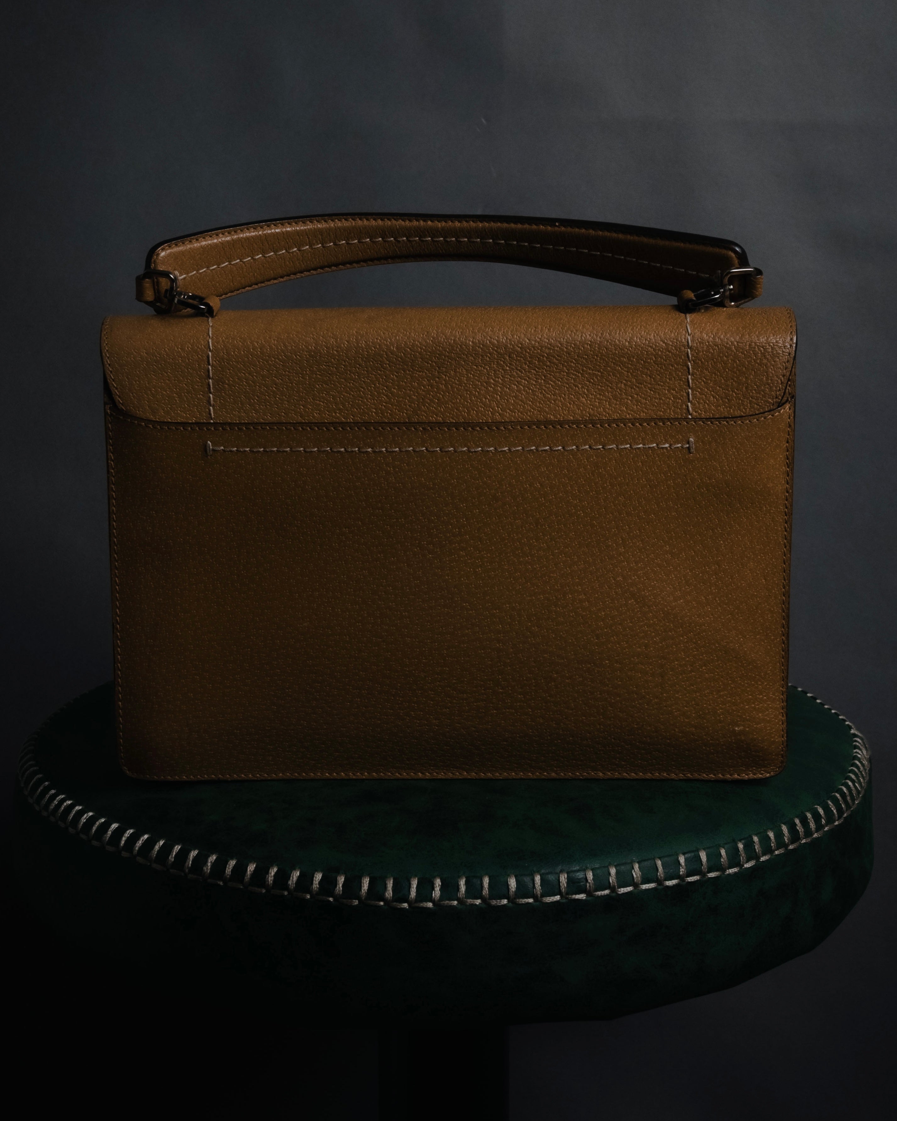 PRADA (プラダ) - レザー アコーディオンバッグ - ブラウン - 90年代