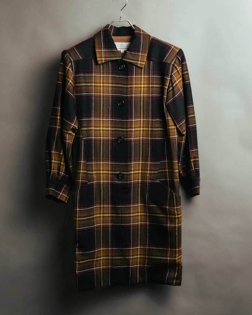 "Yves Saint Laurent" 80's-90's Plaid wool coat dress
