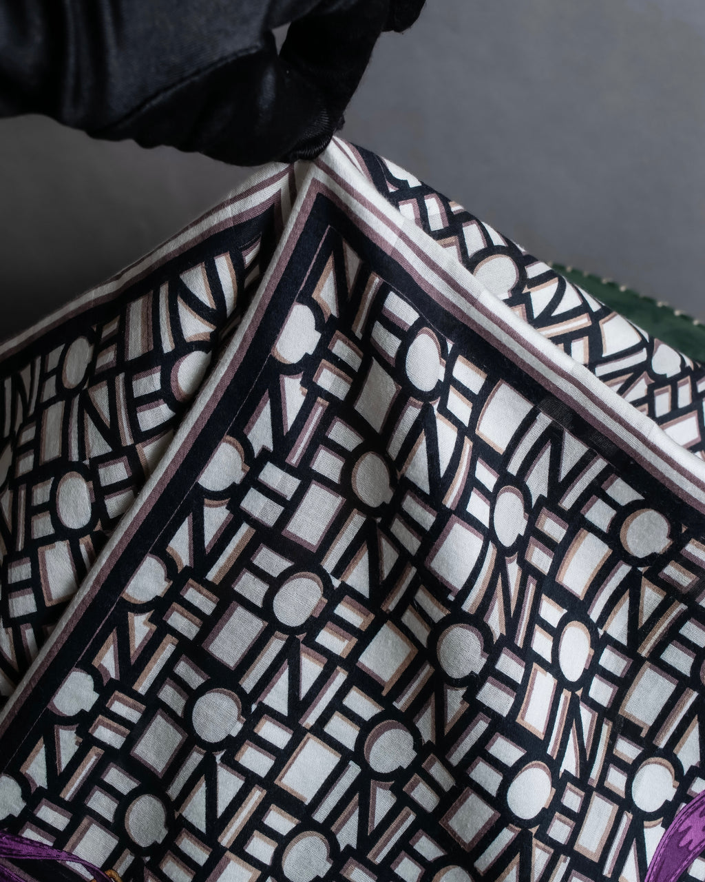 "CELINE" Belt motif pattern purple color silk scarf