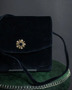 "Salvatore Ferragamo" Antique jewelry motif design velvet shoulder bag