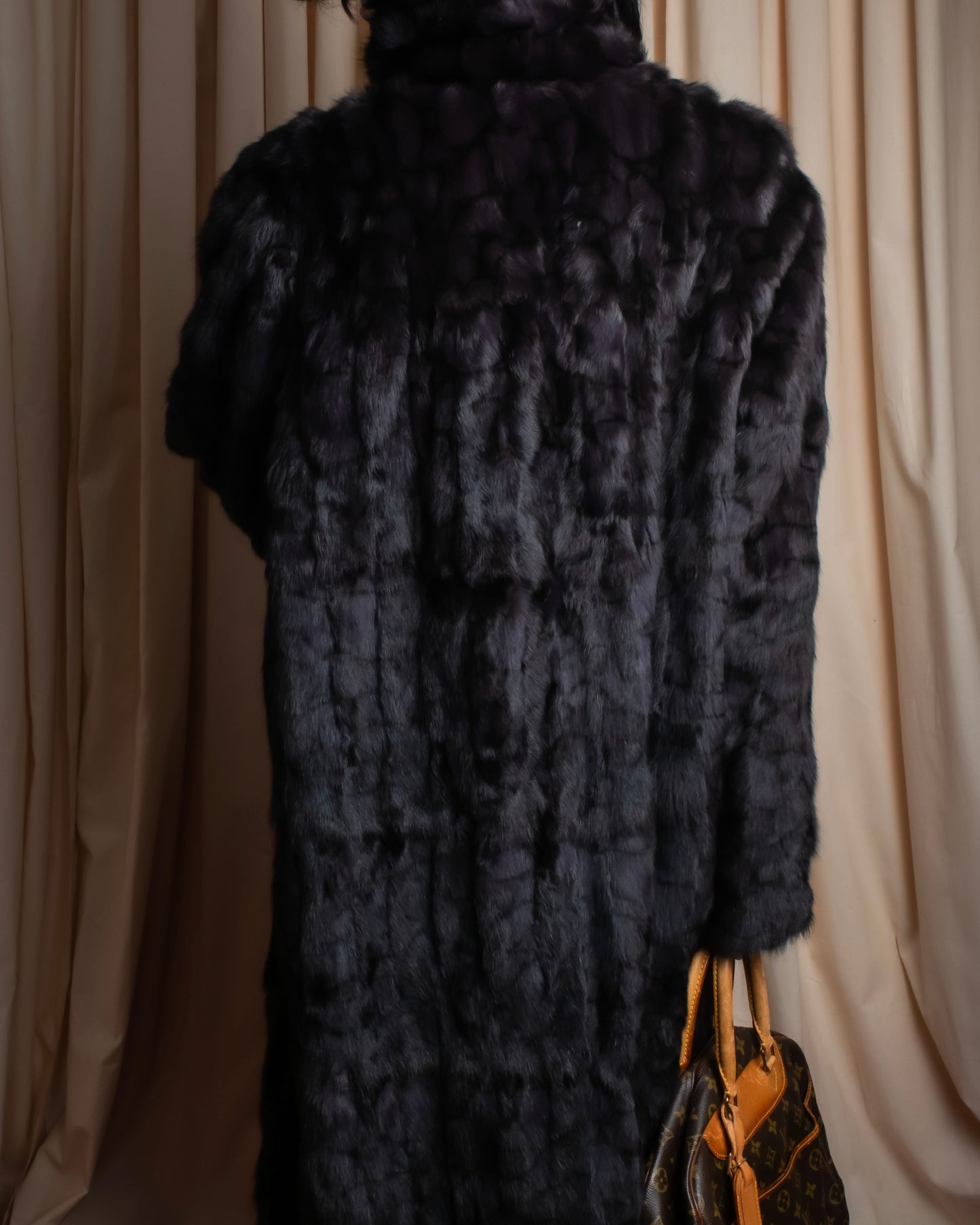 Vintage squirrel fur reversible maxi length coat