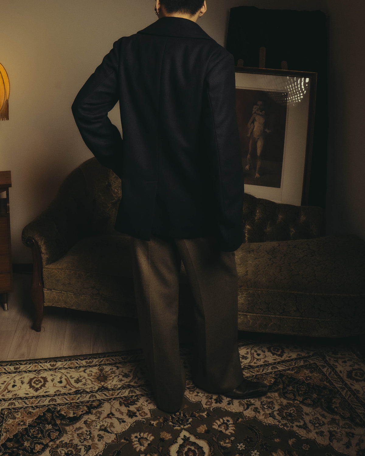 -SPECIAL- "DRIES VAN NOTEN" 10's Sculptural wide lapel double breasted wool coat