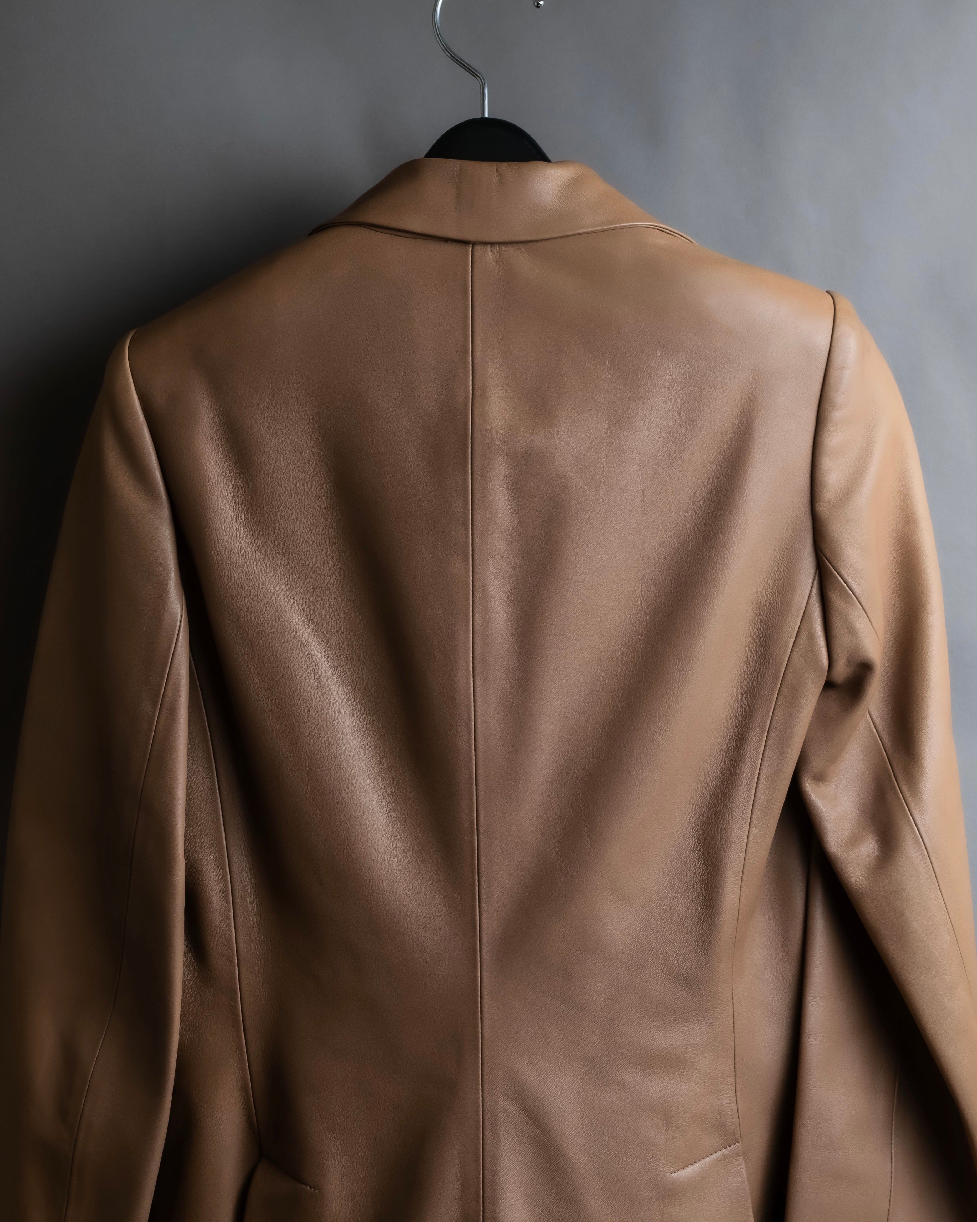 "LOEWE" Camel brown leather tailored jacket