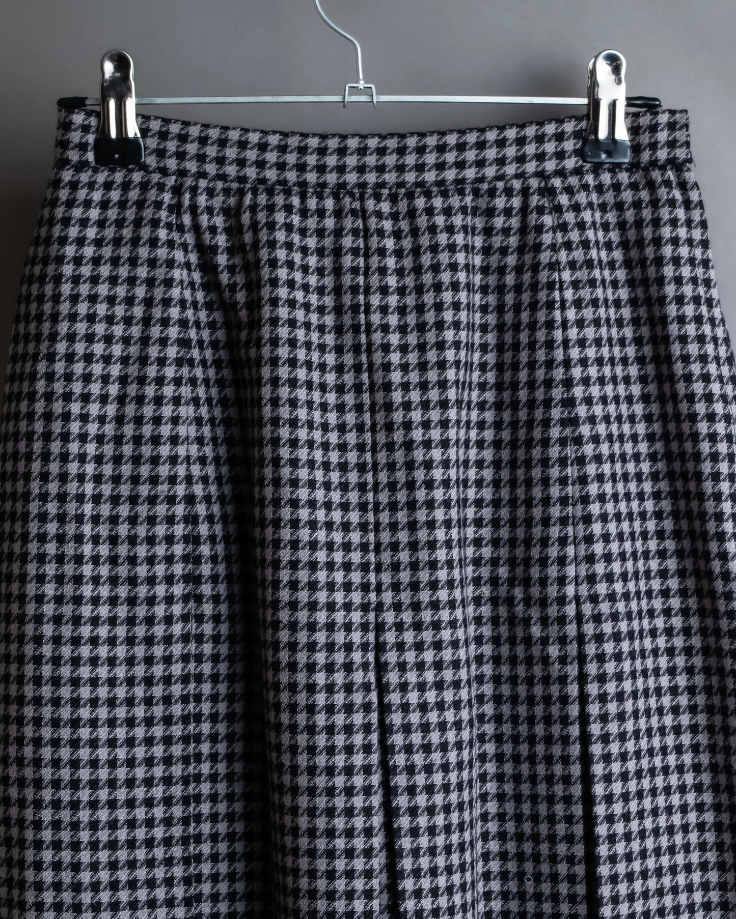 "Christian Dior" Houndstooth pattern wool cropped pleats skirt