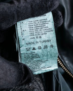 "DIESEL" Oversized stand collar lamb leather jacket