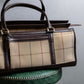 "BURBERRYS" Multi color check pattern canvas leather combination boston bag