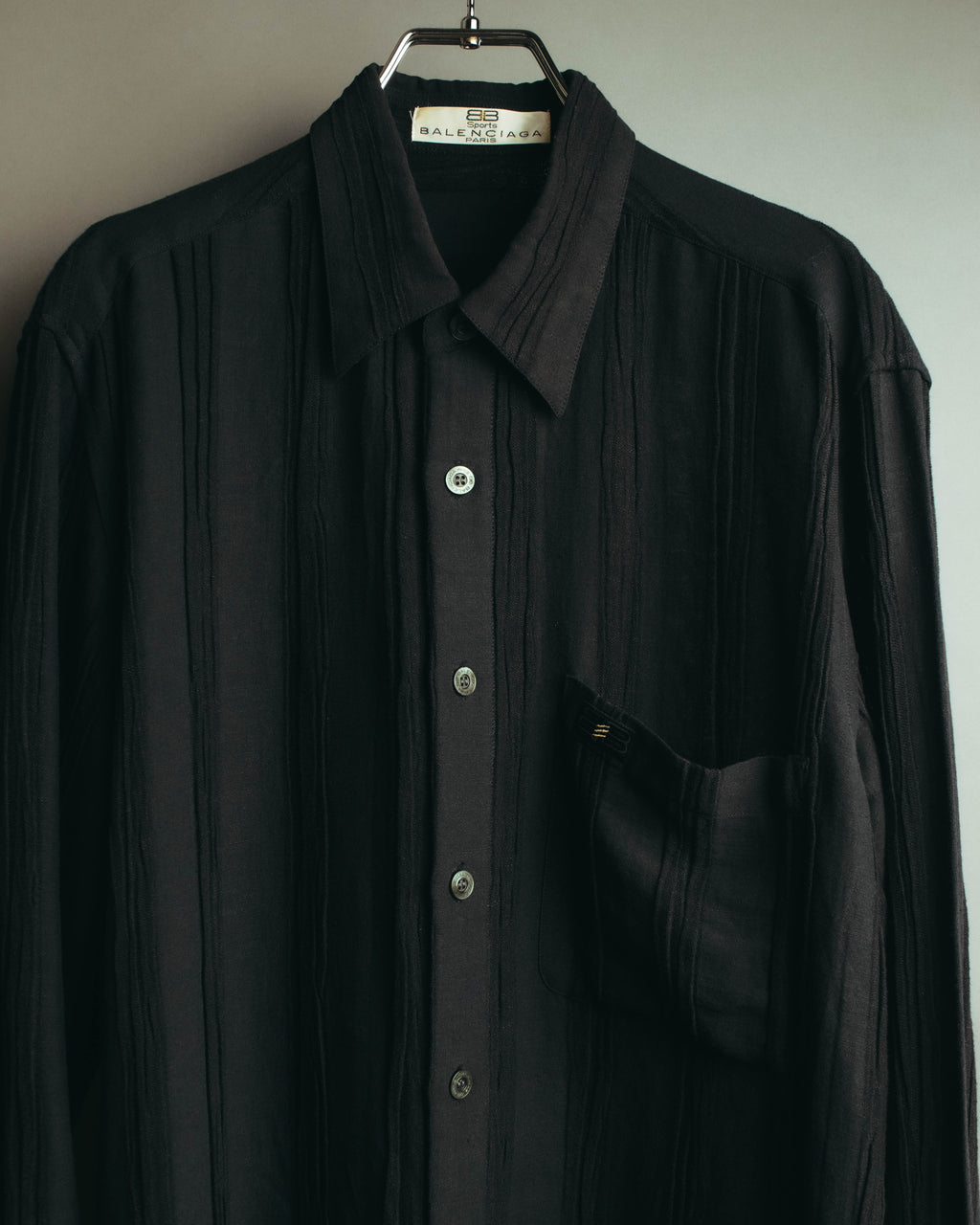 "BALENCIAGA" 80's-90's Textured linen blend shirt