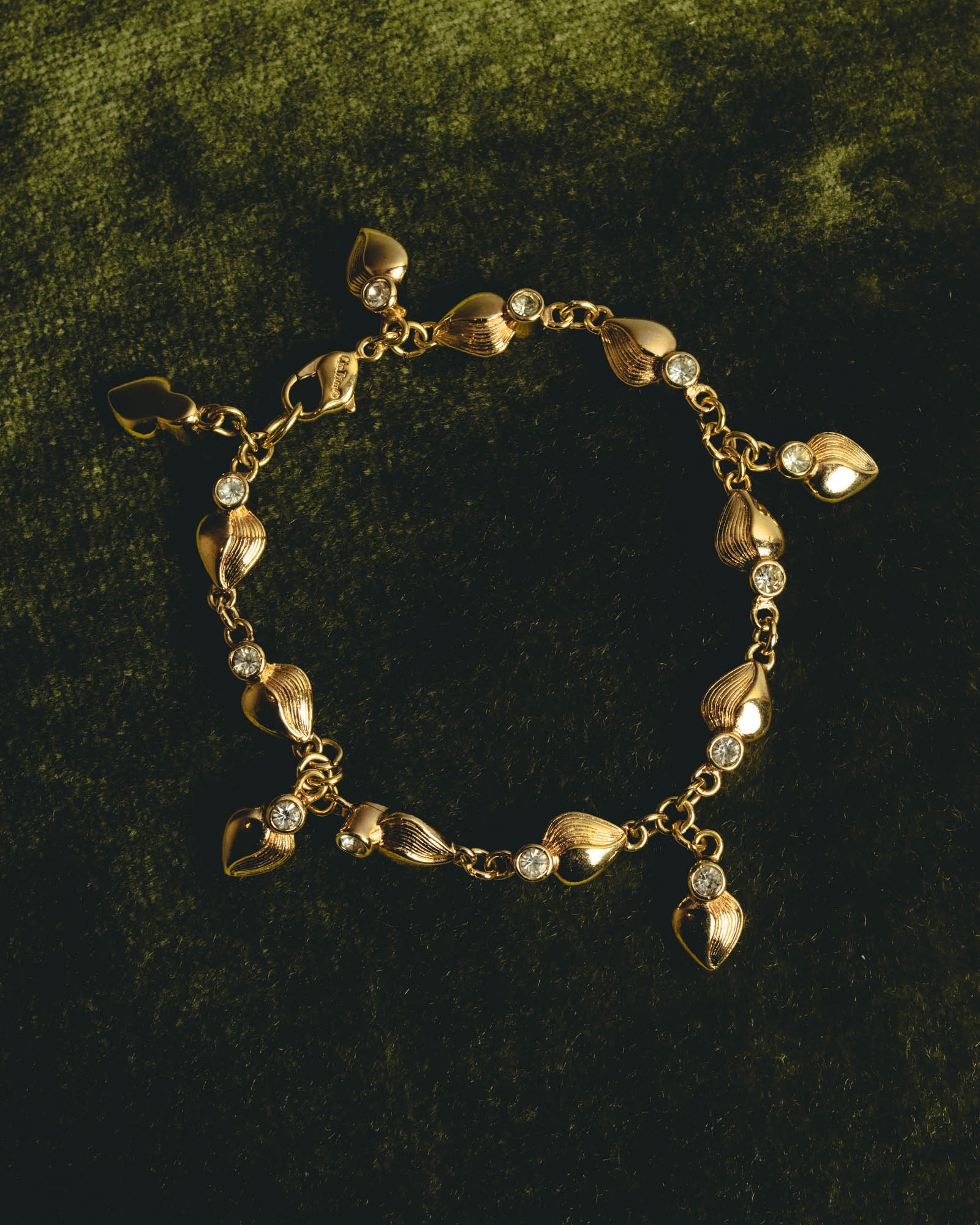 "Christian Dior" 80's-90's Sculptural leaf charm bracelet