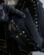 Reserved "Elie Saab" Gold stud detail tweed jacket