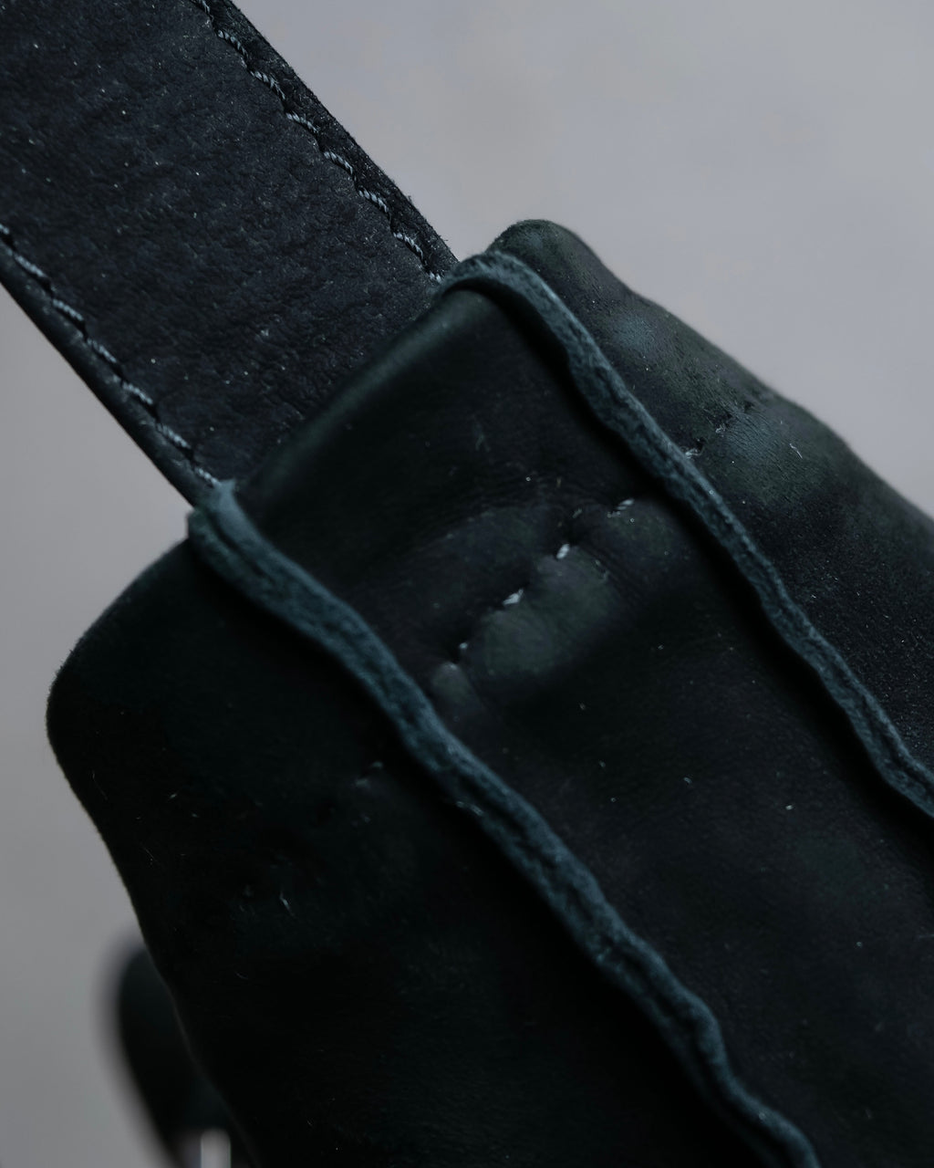 "HERMES" Tout en Douceur black suede panel line shoulder bag