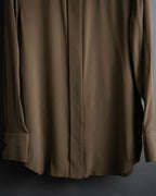 “HERMES” 2018-2024 Minimal band collar silk shirt