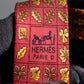 "HERMES" 100% silk fallen leaves pattern neck tie