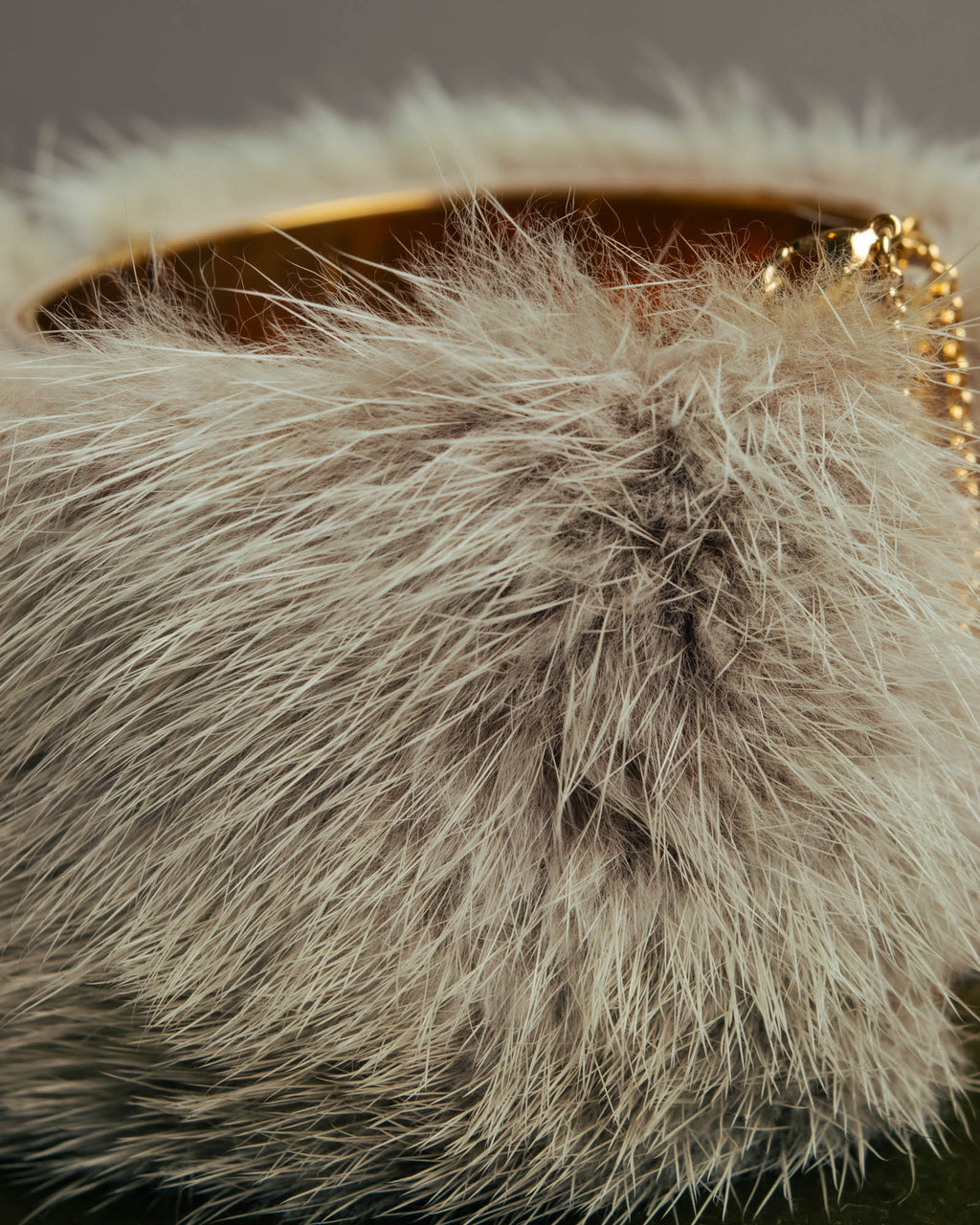 “CELINE” 2010’s Fur covered cuff bracelet