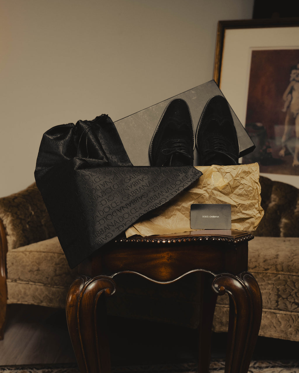 "DOLCE & GABBANA" 00's-10's Black suede wingtip oxford shoes
