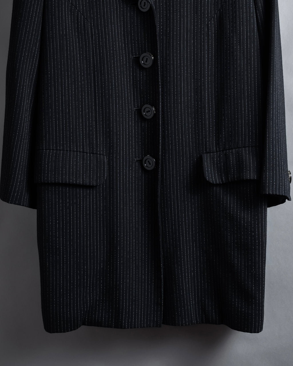 “Christian Dior” 90’s pinstriped four-button long tailored jacket