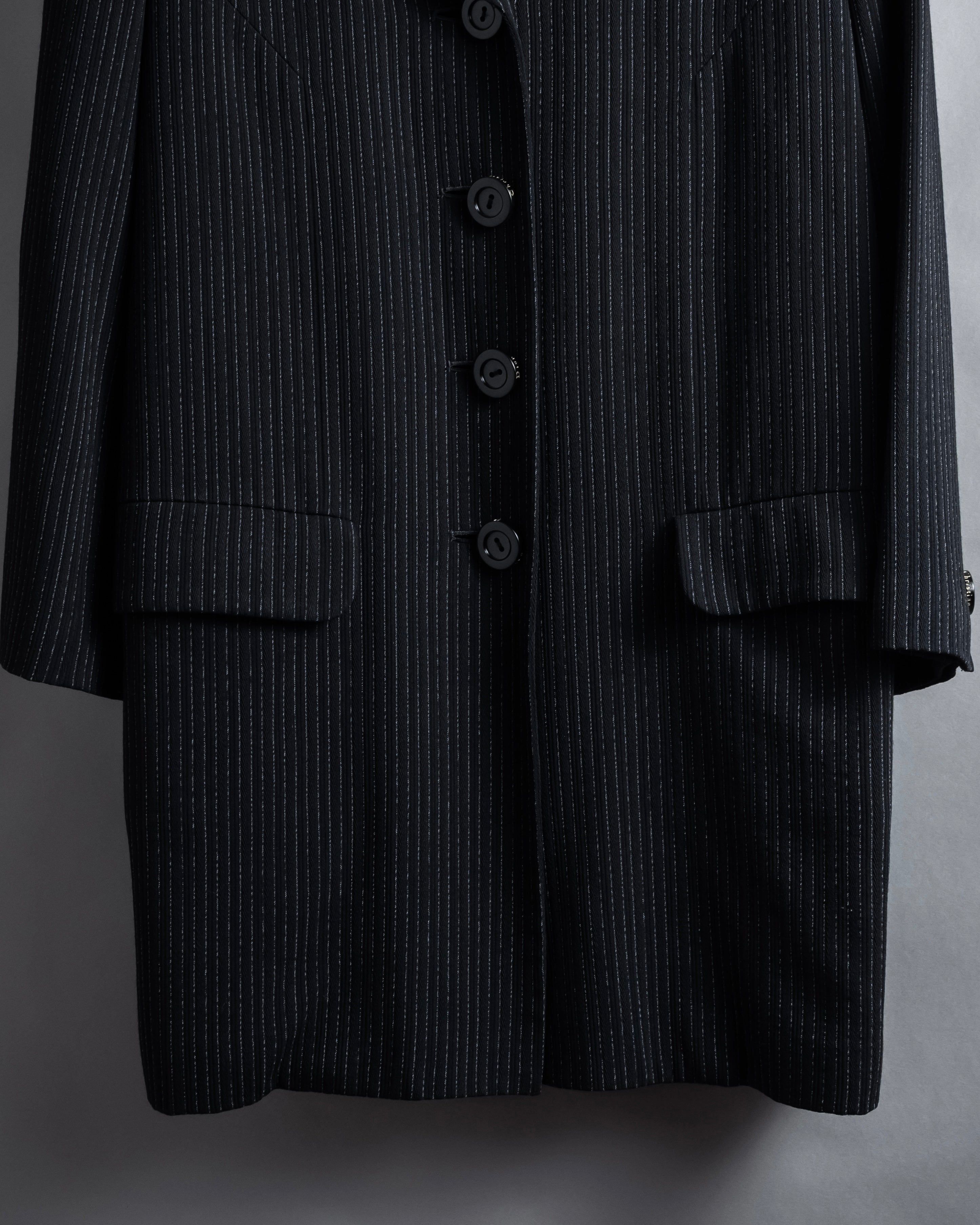 “Christian Dior” 90’s pinstriped four-button long tailored jacket