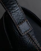 "Ralph Lauren" Saddle＆stirrup motif grained leather shoulder bag