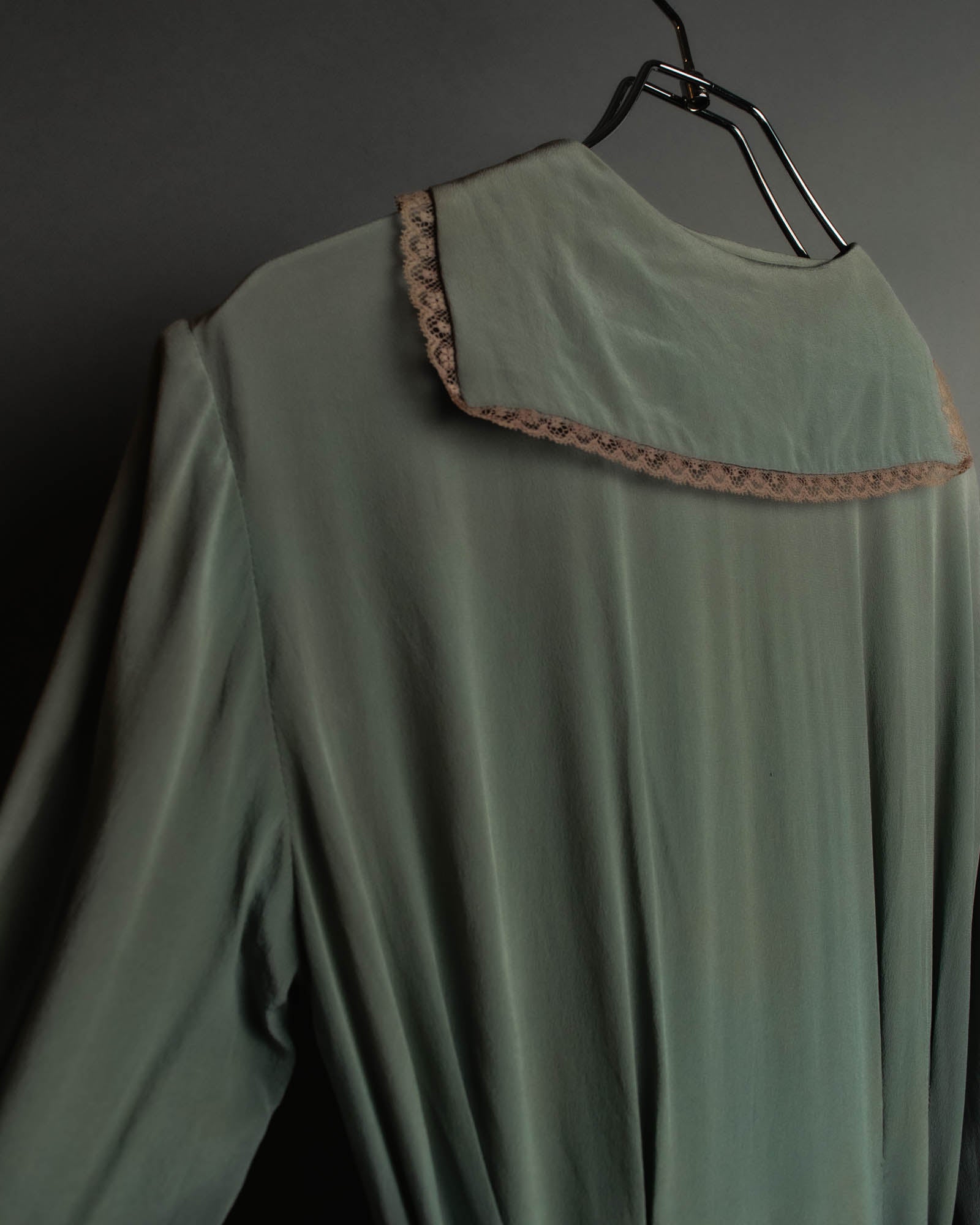 "COMME des GARÇONS" 70's-80's Vintage lace-trimmed sailor collar long dress