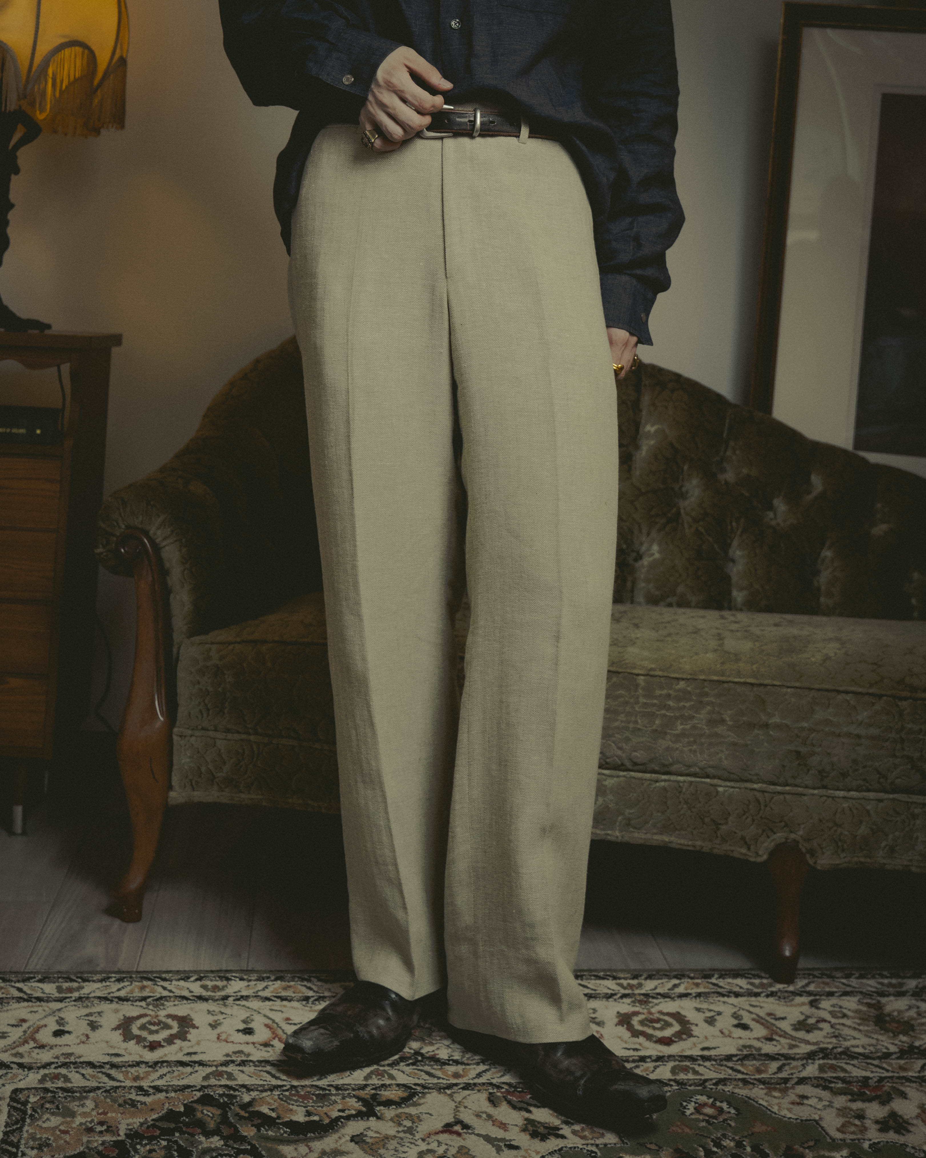 -SPECIAL- “HERMES” 80’s-90’s Herringbone linen suit set