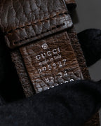 "GUCCI" Large buckle grained leather belt