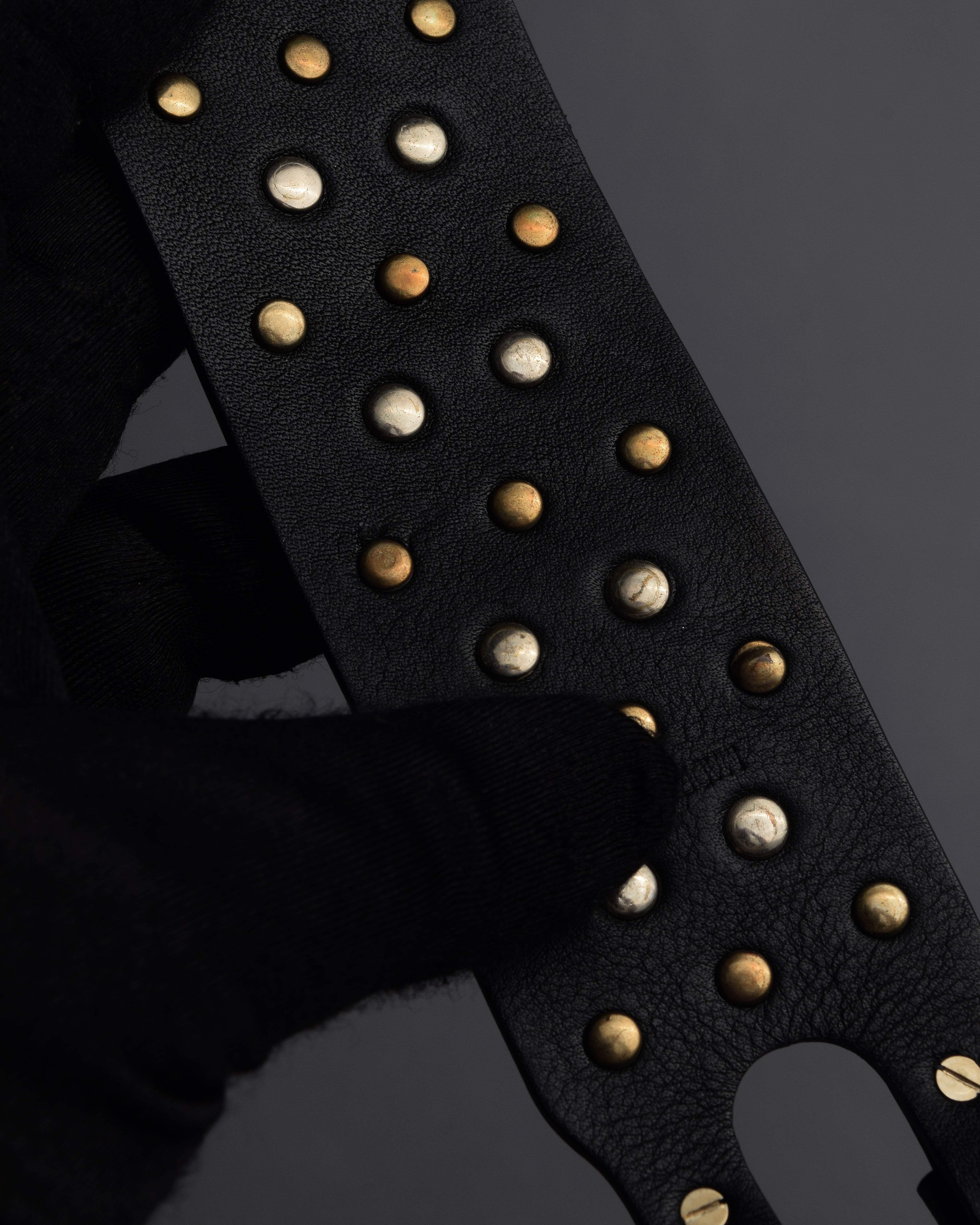 "VALENTINO" Pyramid stud design double buckle leather bracelet