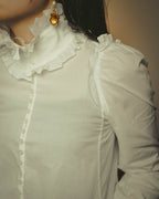 -SPECIAL- “YVES SAINT LAURENT” 70’s-90’s Ruffled high-neck blouse
