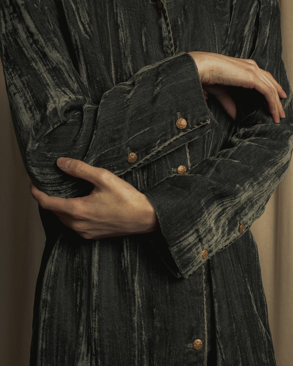 -SPECIAL- "CHANEL" 90's-00's Crushed velvet long dress